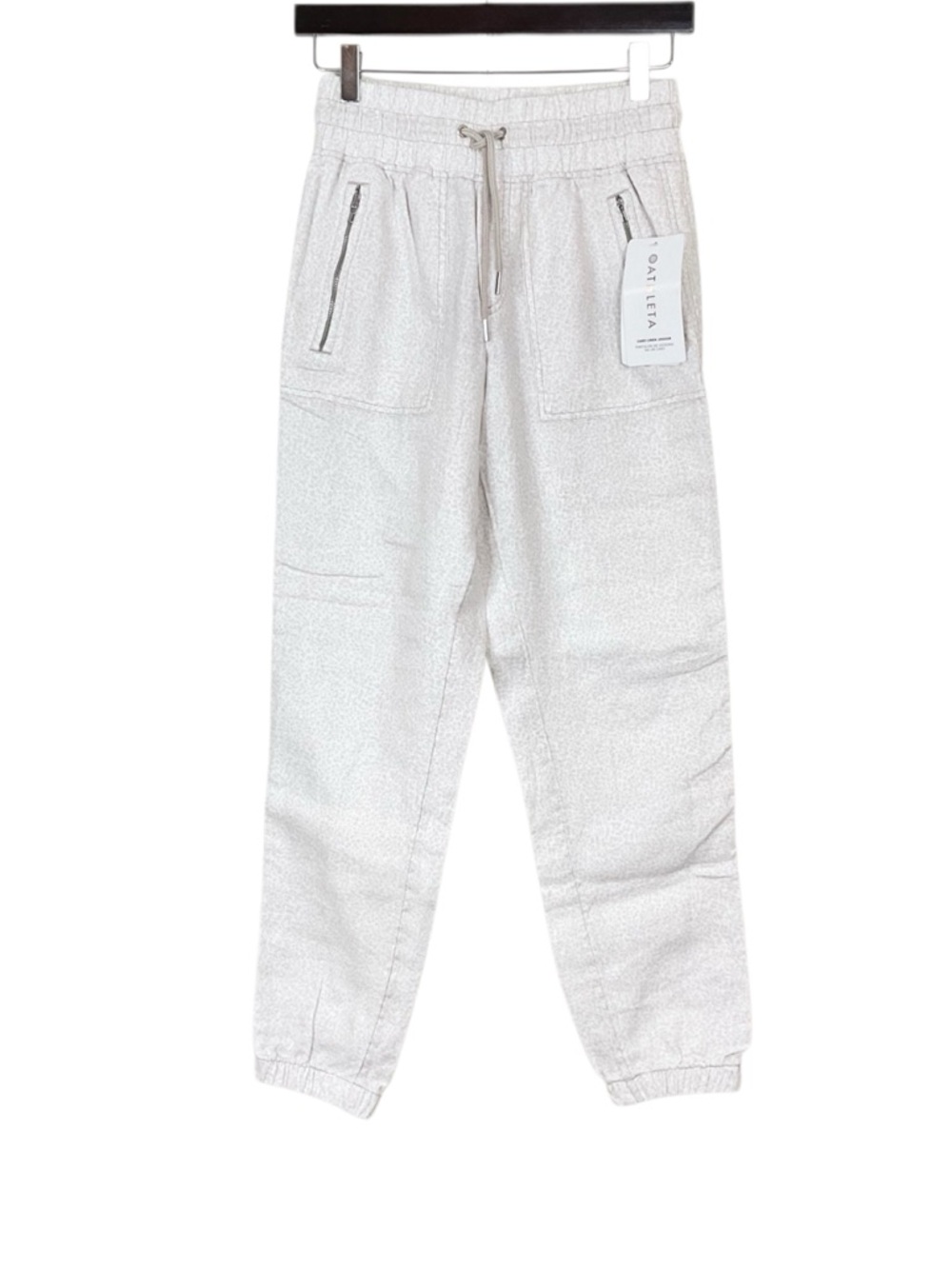 Athleta Cabo Linen Jogger Pant Tan/Beige Leopard Print Size 0